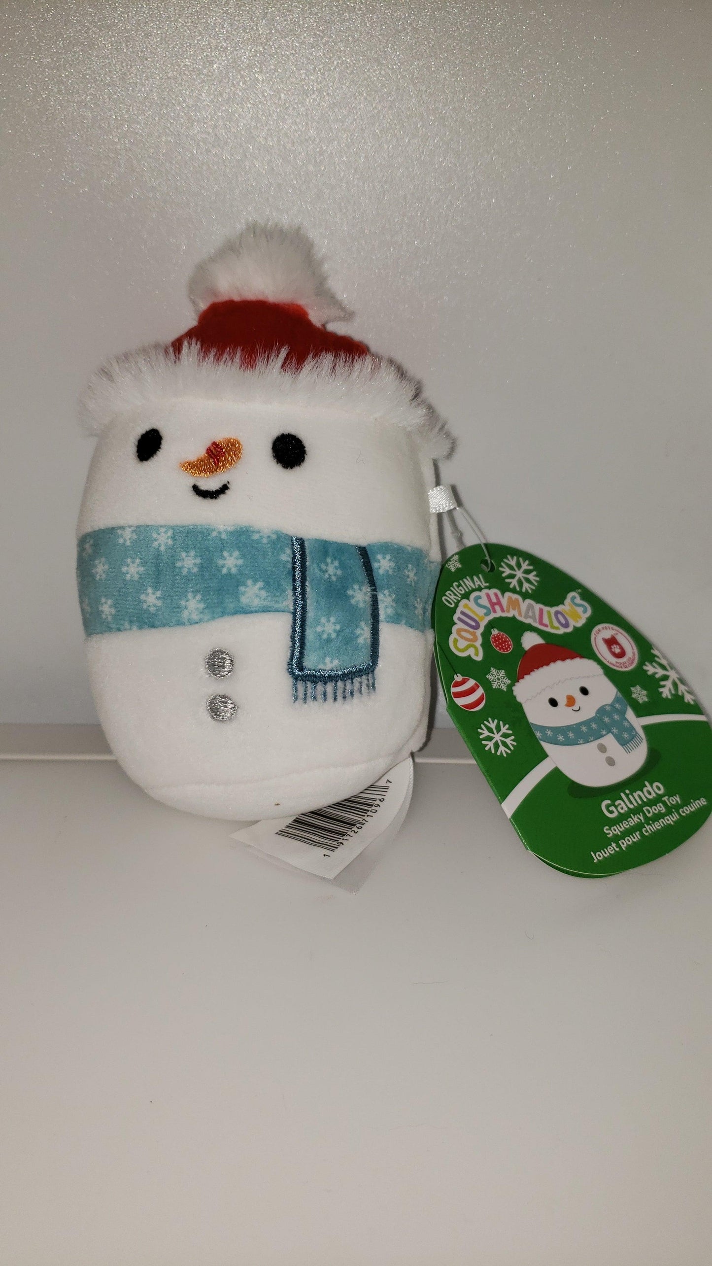 Original Squishmallow Hundespielzeug - Galindo der Schneemann 4,5 Zoll