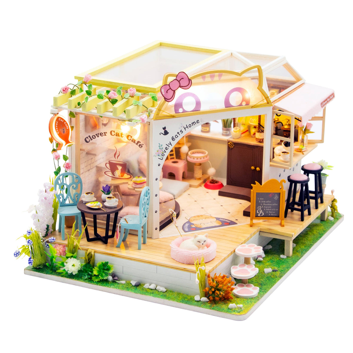 DIY Miniature House Kit: Clover Cat Café
