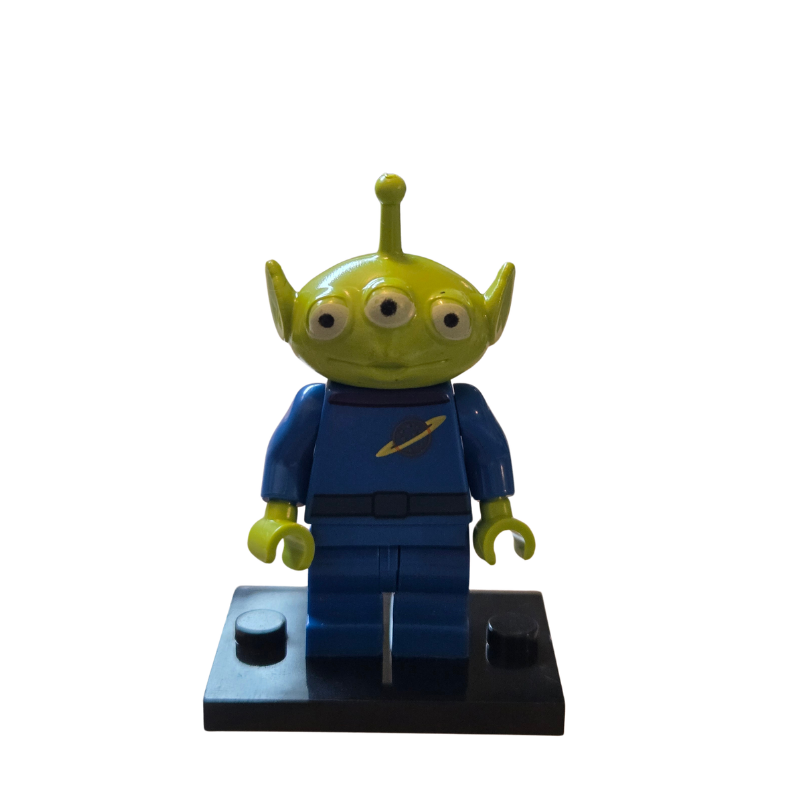 Toy figure of an alien on a white background