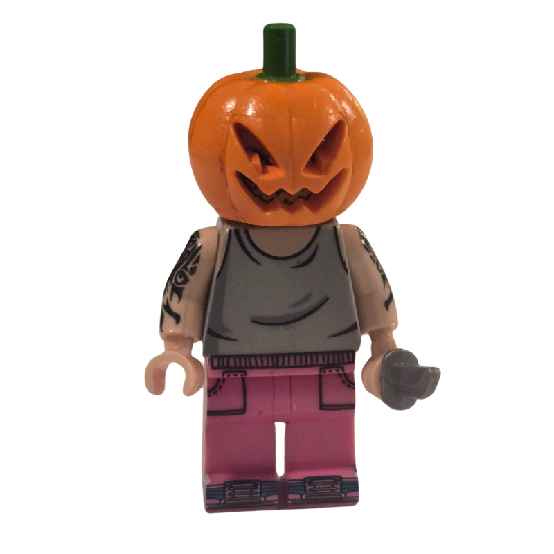 Custom Lego Compatible Pumpkin head with knife Minifig