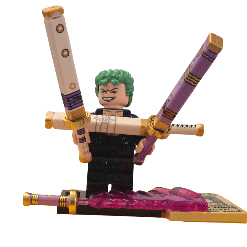 Lego Compatible One Piece Roronoa Zoro W/Purple Sword Custom Minifig