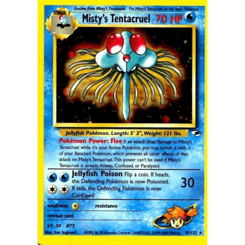 Pokémon trading card featuring Misty's Tentacruel with detailed text and graphics.