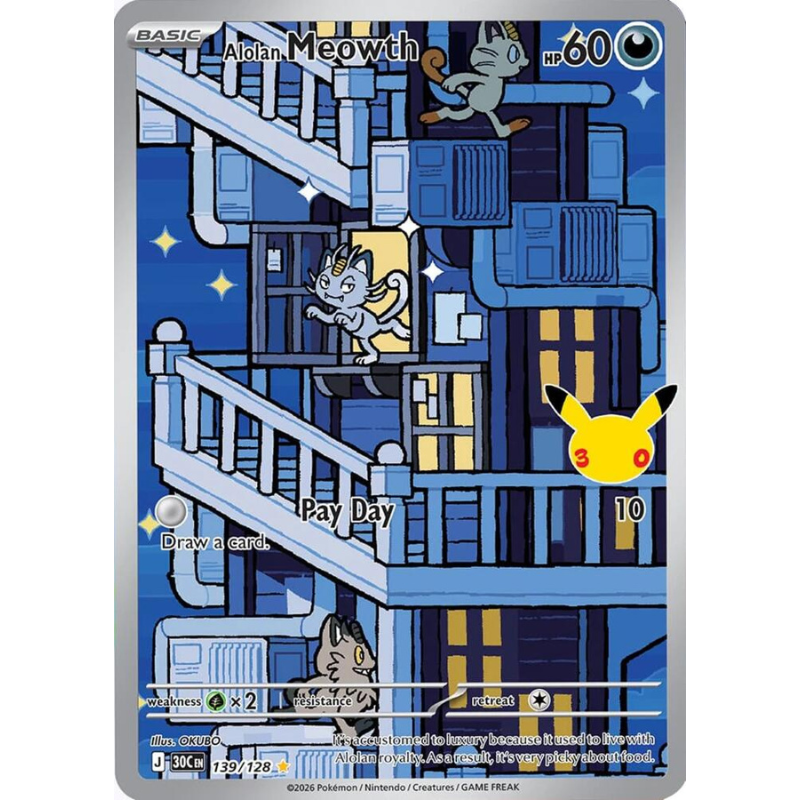 Pokémon Alolan Meowth - 30th Celebration #139/128