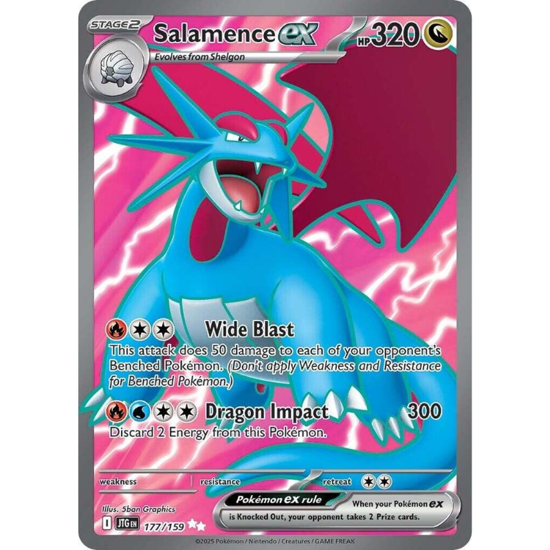 Pokémon trading card featuring Salamence EX with pink and blue design