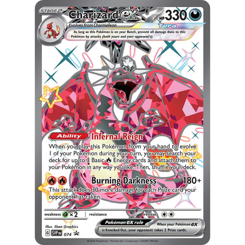 Pokémon trading card featuring Charizard EX with detailed text and graphics.