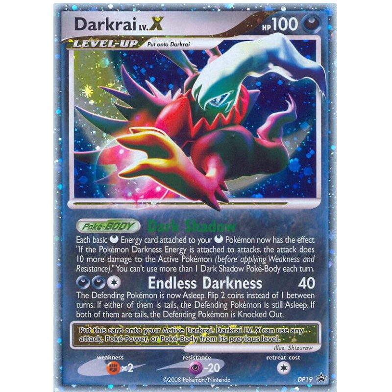 Pokémon trading card featuring Darkrai with detailed artwork and text.
