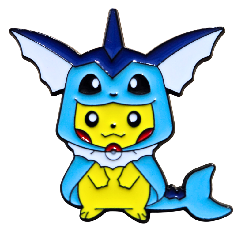 Animated character with blue and yellow colors on a white background