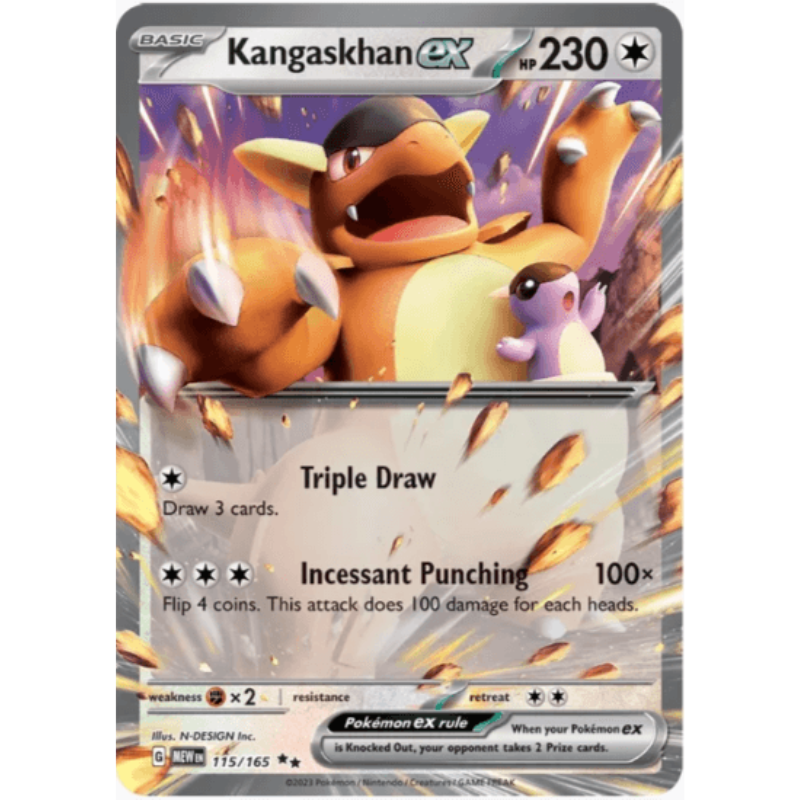 Pokémon trading card featuring Kangaskhan EX with character and text details.
