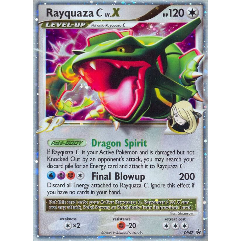 Pokémon trading card featuring Rayquaza C with X on a white background