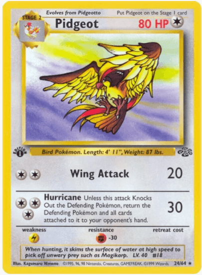 1st Edition Pidgeot - Jungle #24/64 (Lightly Played)