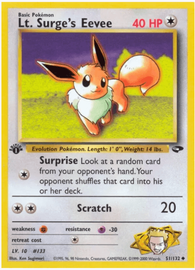 1st Edition Lt. Surge's Eevee - Gym Challenge #051/132