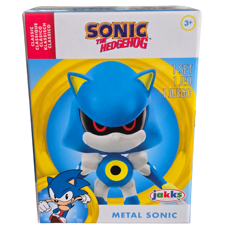 Sonic the Hedgehog toy packaging with character illustration and Jakks Pacific logo.