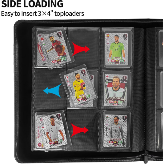 Toploader Binder: 9pkt Zipper Folio: Black Side Load