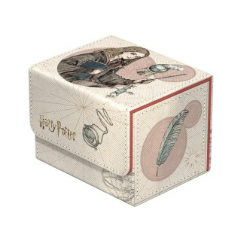A square decorative box with a cream-colored textured cover featuring Harry Potter illustrations, including a portrait of Harry, a quill feather, and the Harry Potter logo, shown on a plain white background.