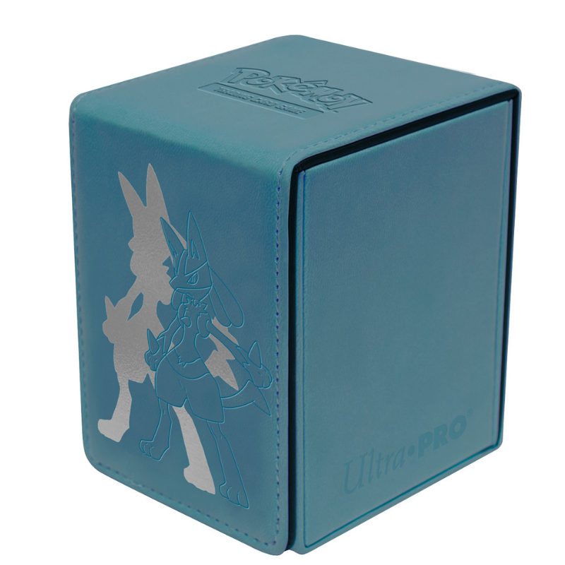 A teal blue Pokémon Ultra PRO card box with embossed character silhouettes and the Ultra PRO logo on a white background.