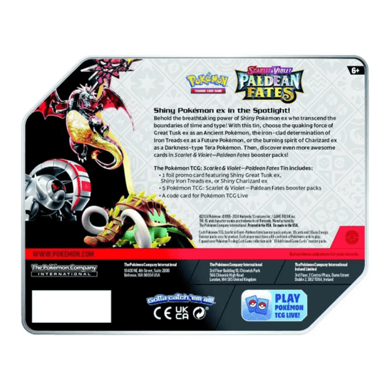 Pokémon TCG: Scarlet & Violet Paldean Fates Tin (Styles May Vary)