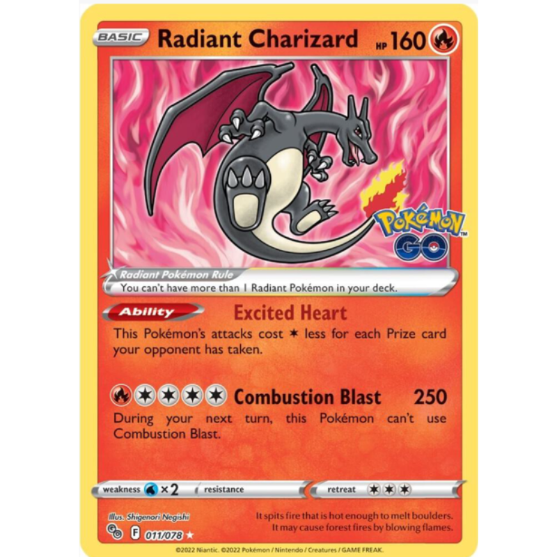 Radiant Charizard - Pokmon GO #011/078 Dx Games & More Radiant Charizard - Pokmon GO #011/078 Dx Games & More