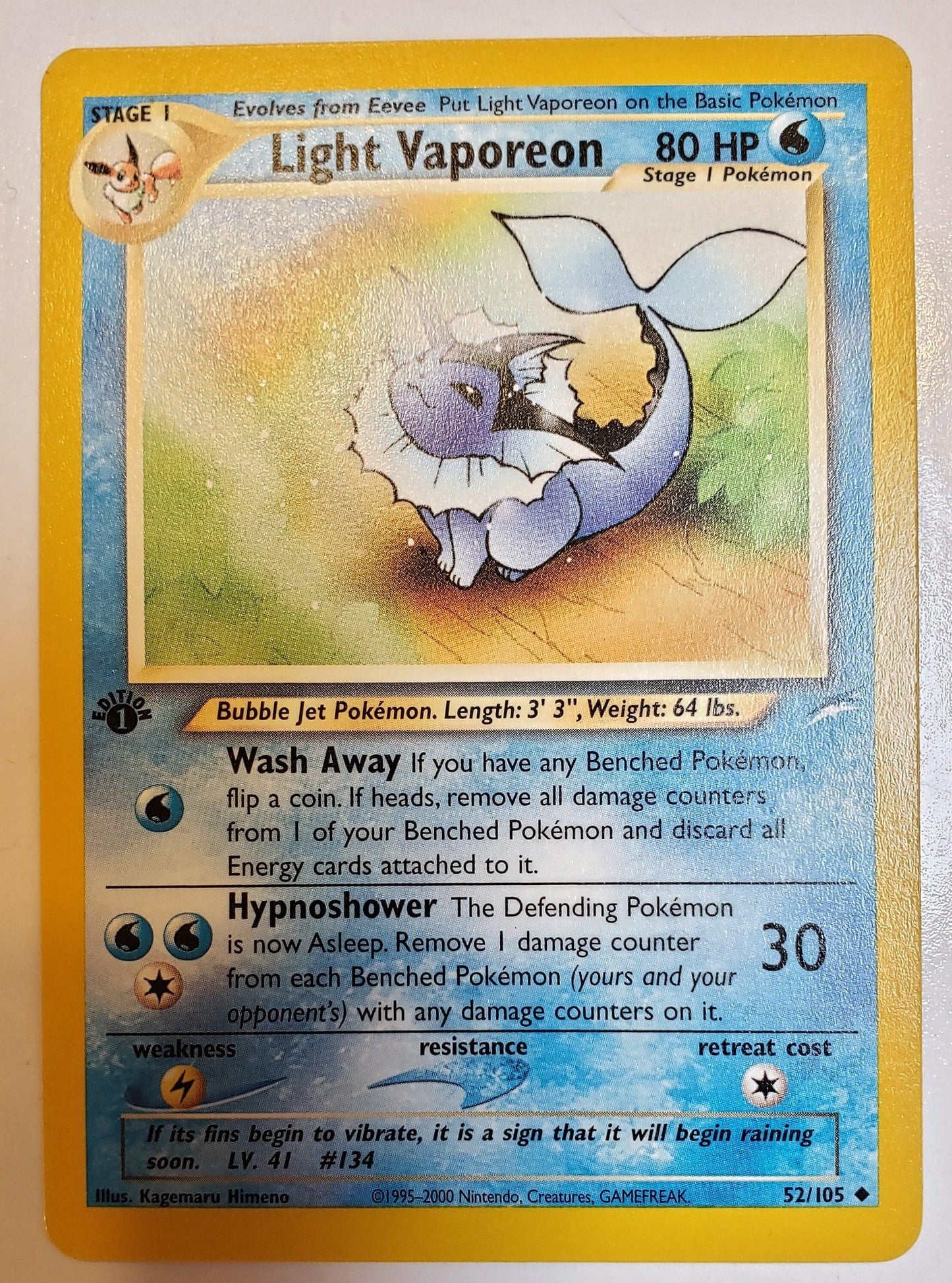 1st edition Light Vaporeon - Neo Destiny #052/105