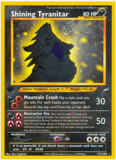 1st Edition Shining Tyranitar - Neo Destiny #113/105