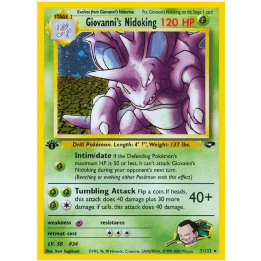 1st Edition Giovanni's Nidoking - Gym Challenge #007/132