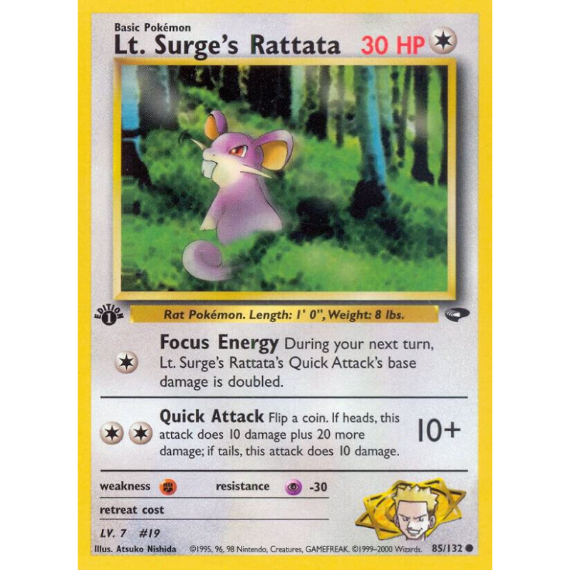 1st Edition Lt. Surge's Rattata - Gym Challenge #085/132