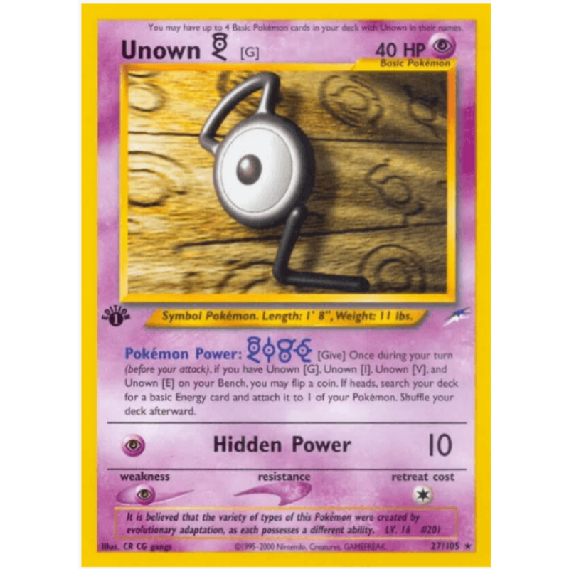 1st Edition Unown [G] - Neo Destiny #027/105