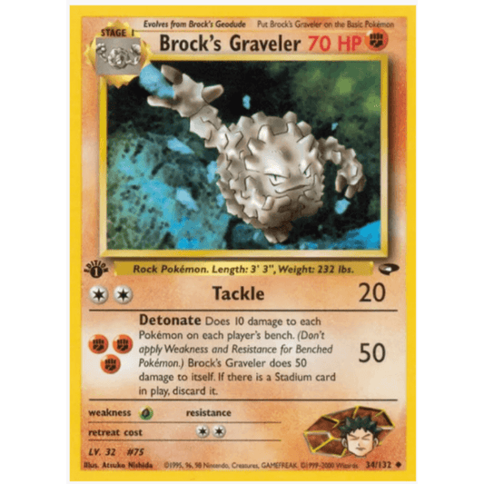 1st edition Brock's Graveler - Gym Challenge #034/132