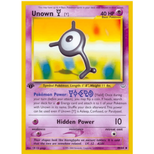 1st edition Unown [Y] - Neo Revelation #40/64