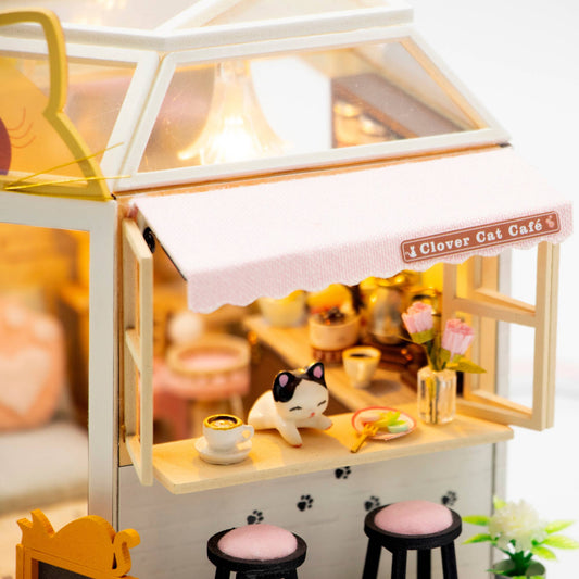 DIY Miniature House Kit: Clover Cat Café