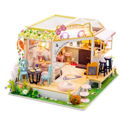 DIY Miniature House Kit: Clover Cat Café