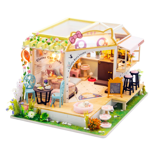 DIY Miniature House Kit: Clover Cat Café