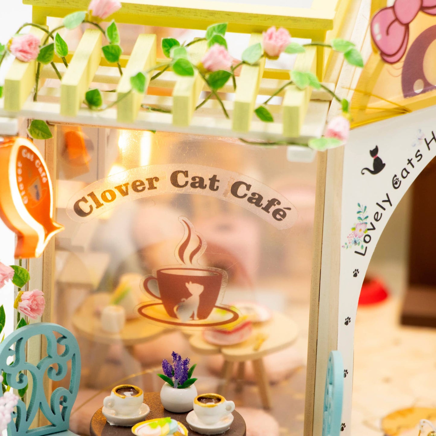 DIY Miniature House Kit: Clover Cat Café