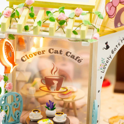 DIY Miniature House Kit: Clover Cat Café