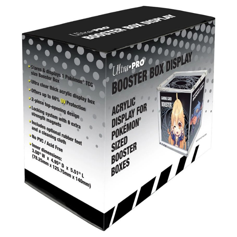 Ultra Pro Acrylic Display for Pokémon sized booster boxes with text on a white background