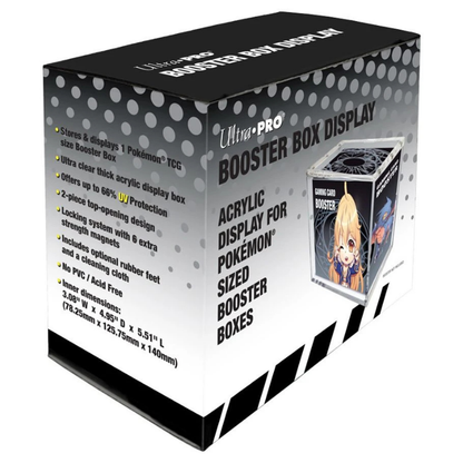 Ultra Pro Acrylic Display for Pokémon sized booster boxes with text on a white background