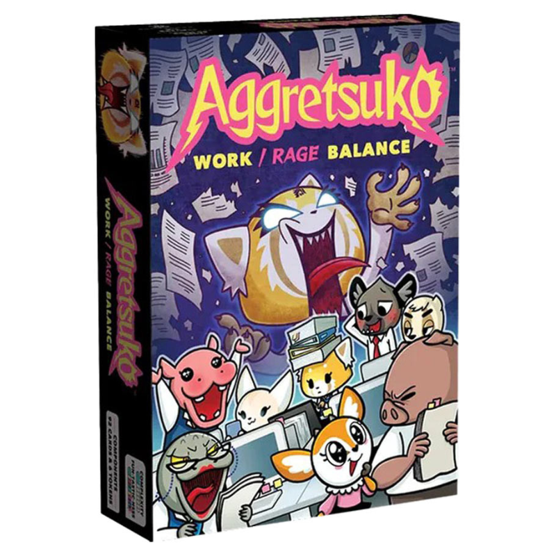 Box of Aggretsuko with cartoon characters and colorful design