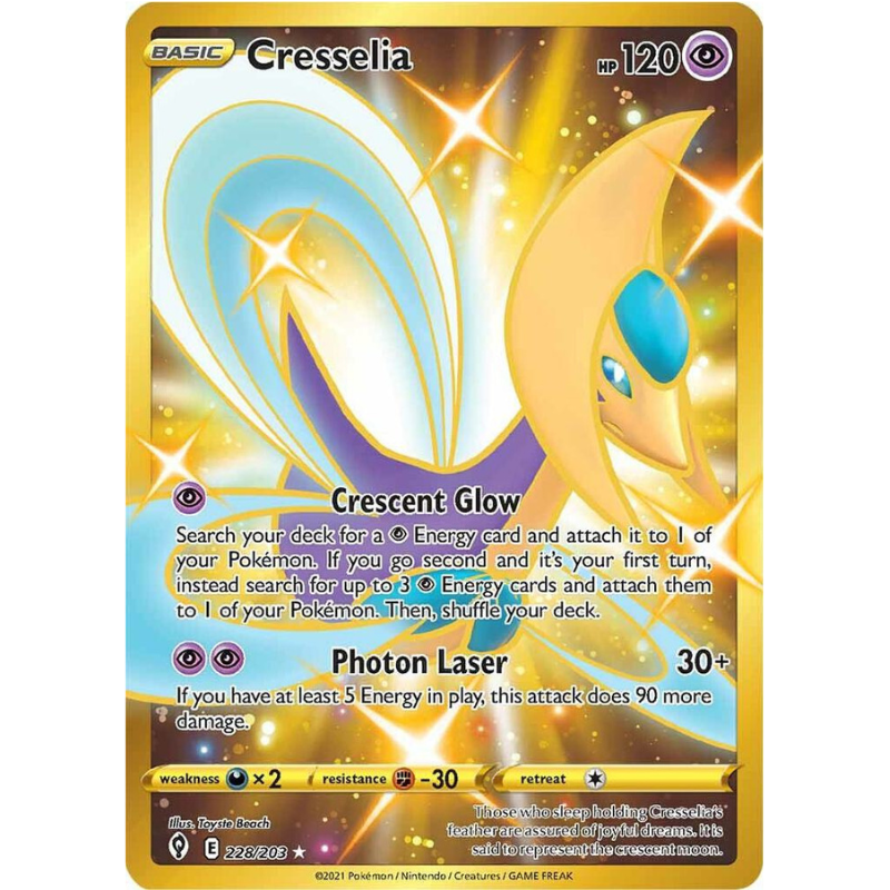 Pokémon trading card featuring Cresselia with glowing effects