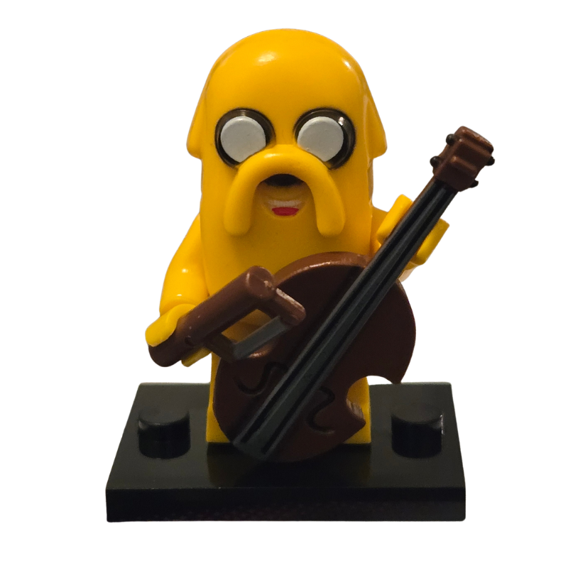 Yellow character with a guitar on a white background