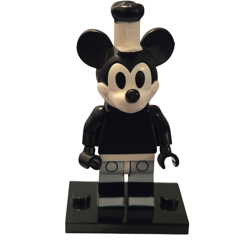 Black and white mouse-like figure on a white background