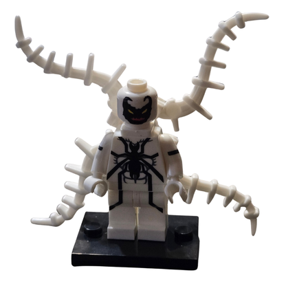 Minifigure with white skeleton-like arms and legs on a black base against a white background