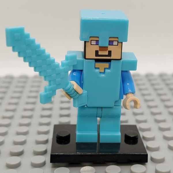 Custom Lego Compatible Minecraft Steve w/ Diamond Armor Minifig – Dx ...