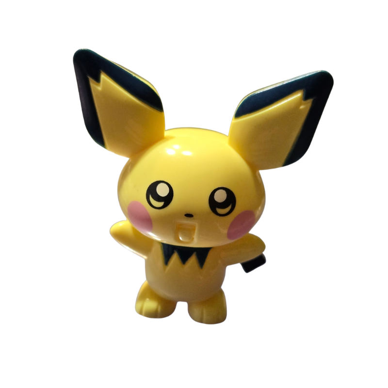Yellow cartoon character with black accents on a white background