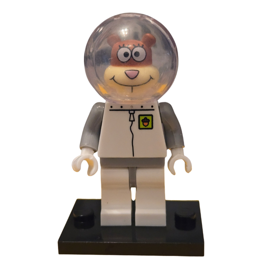 Toy figure with a transparent helmet on a white background