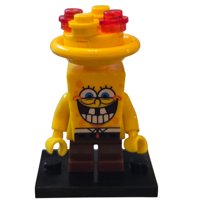 Toy figure with a yellow head and smiling face on a white background