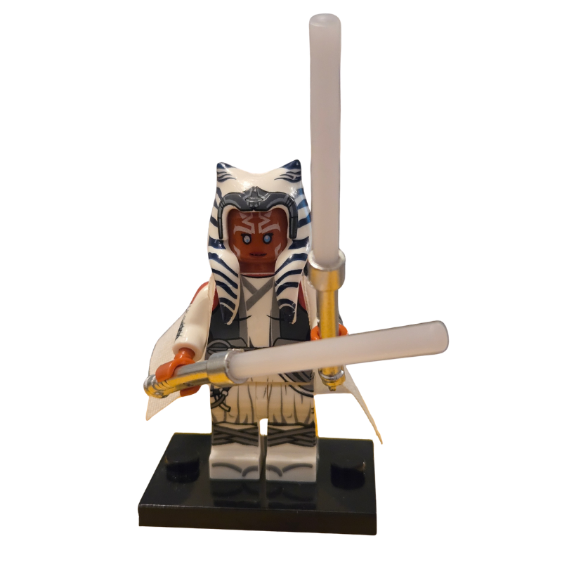 LEGO figure of a character with a headdress and weapon on a white background