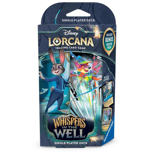 Lorcana trading card game single-player deck packaging with character and cards on a white background