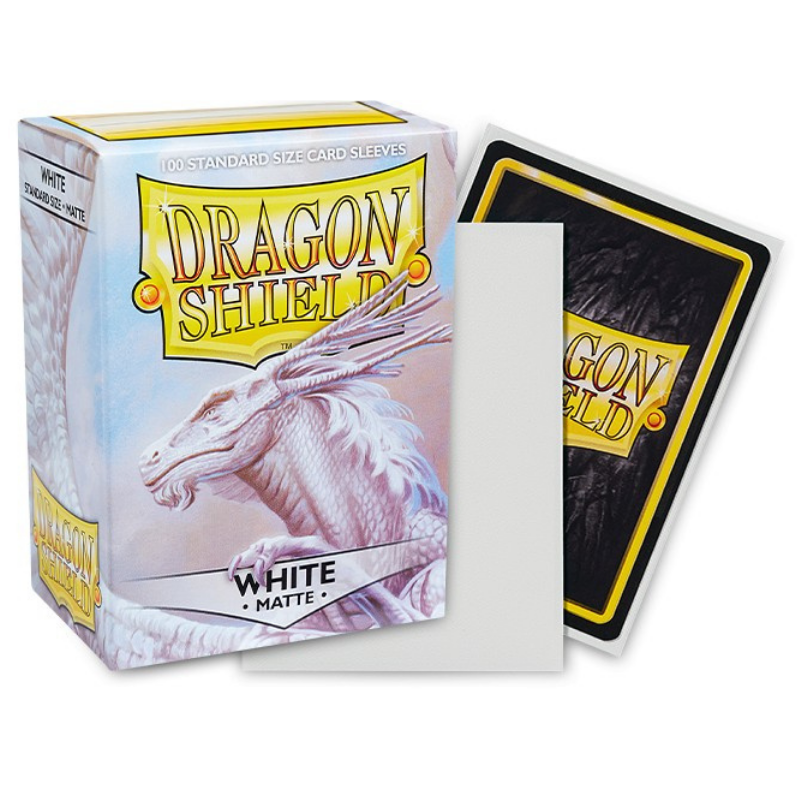 Dragon Shield card protectors packaging with a white matte option displayed.