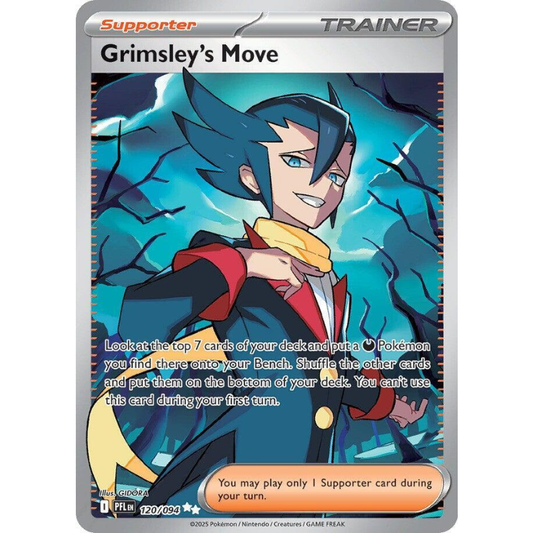 Pokémon trading card featuring a character with blue hair and a trainer's badge.