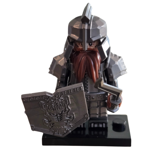 Lego Compatible Grey Armor Dwarf Crooked Sword Minifig