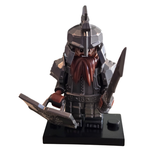 Lego Compatible Grey Armor Dwarf Jagged Sword Minifig